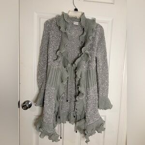 Sioni Ruffled Knit Cardigan in Gray